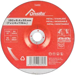 Disco de Desbaste Para Metal e Inox 7'' x 1/4'' x 7/8'' (744190) - Onsite