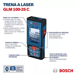 Trena Laser GLM 100-25 C Alcance 100m com Bluetooth - Bosch