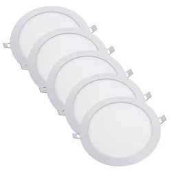 Kit Plafon LED Redondo de Embutir 24W - 6500K Com 5 Unidades (520,0029) - Noll LED