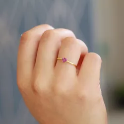 Anel Em Ouro 18k De Coração Rodolita - A1028 - RIZZI JOIAS