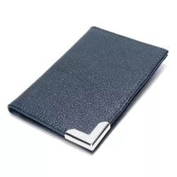 Porta Cartão Slim em Couro Legitimo Azul com Metal... - Road Seven