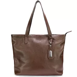 Bolsa Feminina Couro Legitimo Sacola Grande Café -... - Road Seven