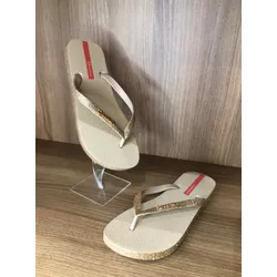 CHINELO DOURADO GLITTER IPANEMA - 00076363 - RR CALÇADOS 