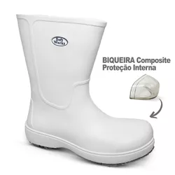 Bota Cano Longo Antiderrapante Branco BB86 Com Biq... - SAFETY SHOP