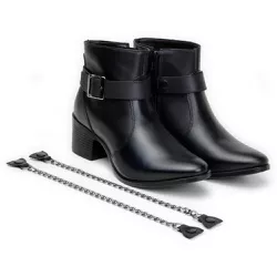 Bota Feminina Sândalo Athena Zíper Black