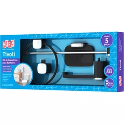 Kit Acessórios para Banheiro 5 Peças Tivoli Preto/cromado 50... - Santec