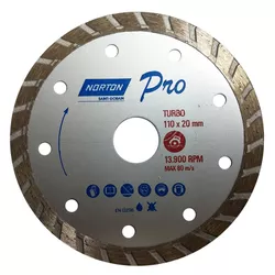 Disco de Corte Diamantado Turbo Pro 110 x 20mm Norton - Santec