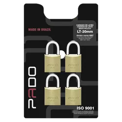 Cadeado de Latão 20mm Pado - Embalagem 4 Peças com Chaves Ig... - Santec