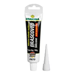 Adesivo de Silicone Preto Alta Temperatura 50gr Brascoved Br... - Santec