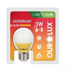 Lampada Led Bolinha Colors 3W Amarela Ourolux 05433 - Santec