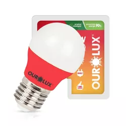 Lampada Led Bolinha Colors 3W Vermelha Ourolux 05434 - Santec