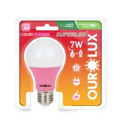 Lampada Led Ouro60 Colors 7W Rosa Ourolux 05460 - Santec