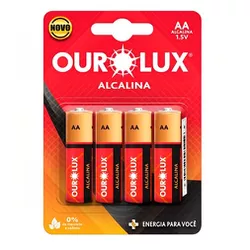 Pilha Alcalina Pequena AA Ourolux 4 peças 27310 - Santec