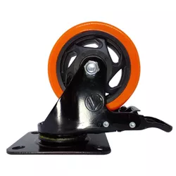 Rodizio Giratório Placa Freio 412 Laranja A09140-GF - Santec