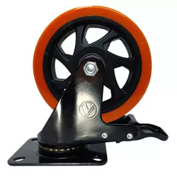 Rodizio Giratório Placa Freio 512 Laranja A09150-GF - Santec