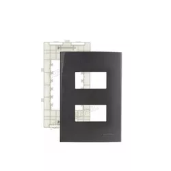 Placa 4 x 2 Grafite 2 Postos Separados Linha Sleek Margirius - Santec