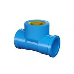 Te LR Azul Cola E Rosca Com Bucha Latão 25mm x 3/4 Fortlev - Santec