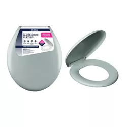 Assento Sanitário Oval Almofadado Cinza PR1063-5 - Santec