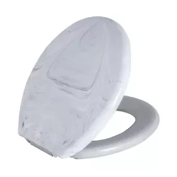 Assento Sanitário Oval Almofadado Cinza Marmorizado Astra Br... - Santec