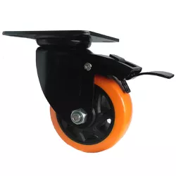 Rodízio Giratório 414 Laranja com Placa e Freio Capacidade 1... - Santec