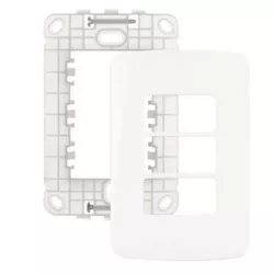 Placa 4 x 2 Branca - 3 Postos 19434 Linha B3 Margirius - Santec