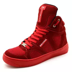 Tenis Sneakers Cano Alto Top Fitness Todo Vermelho... - CALÇADOS LIROM