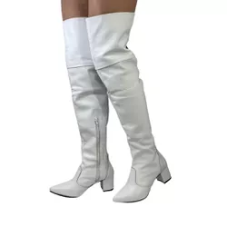 Bota Over The knee Lirom Em Couro Legitimo Branco ... - CALÇADOS LIROM
