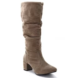 Botas Femininas Cano Enrugado Lirom Cano Alto Camu... - CALÇADOS LIROM