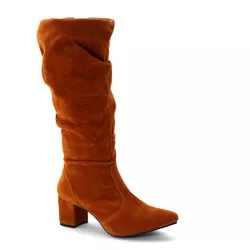 Botas Femininas Cano Enrugado Lirom Cano Alto Camu... - CALÇADOS LIROM