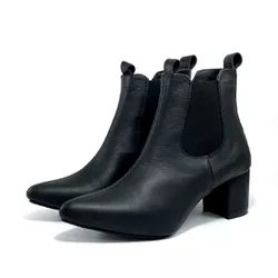 Bota Feminina Social Lirom Cano Curto Elástico Pre... - CALÇADOS LIROM