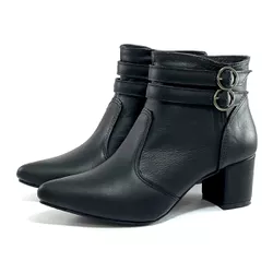 Bota Feminina Social Lirom Cano Curto Fivela Preta... - CALÇADOS LIROM