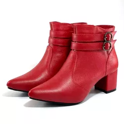 Bota Feminina Social Lirom Cano Curto Fivela Verme... - CALÇADOS LIROM