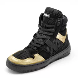 Tenis Feminino Sneakers Lirom Fit Preto e Dourado ... - CALÇADOS LIROM