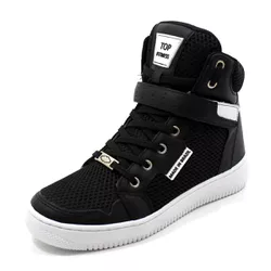 Tenis Masculino Top Fitness Cano Alto Em Couro Pre... - CALÇADOS LIROM