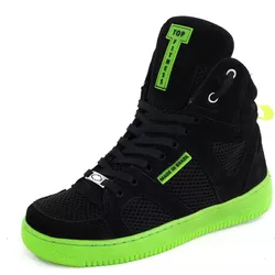 Tenis Sneakers Cano Alto Top Fitness Preto/Verde -... - CALÇADOS LIROM