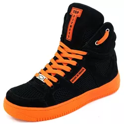 Tenis Sneakers Cano Alto Top Fitness Preto/Laranja... - CALÇADOS LIROM