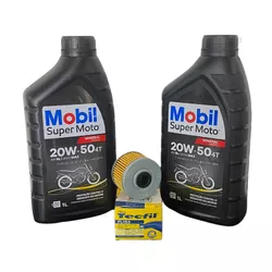 Kit Troca de Óleo 20w50 Mobil Filtro Moto Honda CB... - Sermi