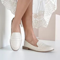 Mocassim Couro Off White - 803061v24 - SERRA BELLA CALCADOS