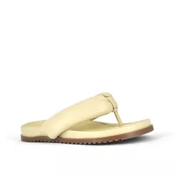 Chinelo Puffer Couro Creme - 38059 - SERRA BELLA CALCADOS