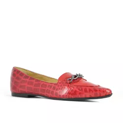 Mocassim Couro Croco Vermelho - 36019 - SERRA BELLA CALCADOS