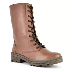 Bota Coturno Clássico Couro Marrom - 407 - SERRA BELLA CALCADOS