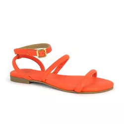 Sandália Rasteira Pillow Straps Couro Laranja - 38... - SERRA BELLA CALCADOS