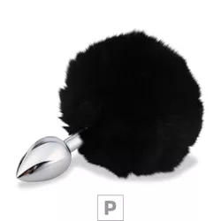 Plug de Metal P Com PomPom SI (5501) - Preto - 279... - Sexy Shop BH
