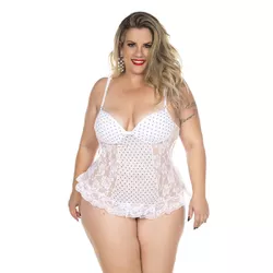 *Body Agatha Plus Size (PS2050). - Branco c/ Preto... - Sexy Shop BH