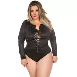 *Body Gladiadora Plus Size (PS2055) - Preto - 2417 - Sexy Shop BH