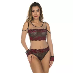 *Body Mistérios (PS8315). - Preto C/ Rosa - 24275 - Sexy Shop BH