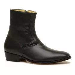 Botina Masculina Social Couro Pelica Preto Cano Com Trancinha - Silverado Botas ... - SILVERADO BOTAS