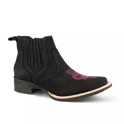 Botina Feminina Conforto Couro Nobuck Preto - Silverado Botas - TX004 - SILVERADO BOTAS