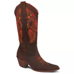 Bota Texana Feminina Couro Crazy Horse Café - Silverado Botas - 22427 - SILVERADO BOTAS