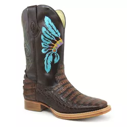 Bota Texana Exótica Masculina Couro Jacaré Tabaco e Dallas Café - Silverado Bota... - SILVERADO BOTAS